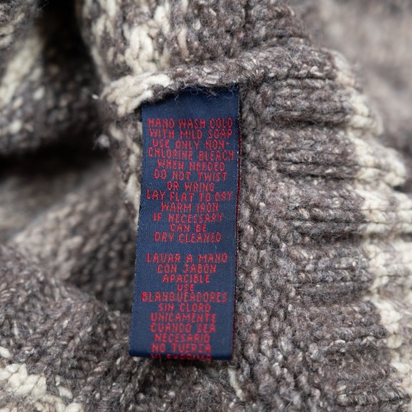 Exclusive Hand Knit Ralph Lauren Vtg Wool Sweater sz M unisex Brown Fair Isle - Picture 10 of 11